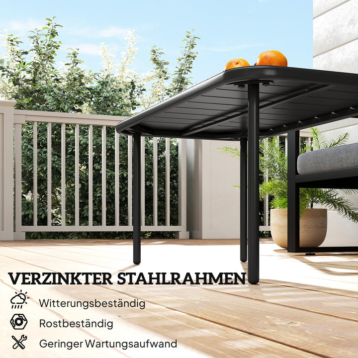Rektangulært sidebord, balkonbord af stål, let at rengøre, til balkon, have, terrasse, veranda, 90x50x43 cm, sort