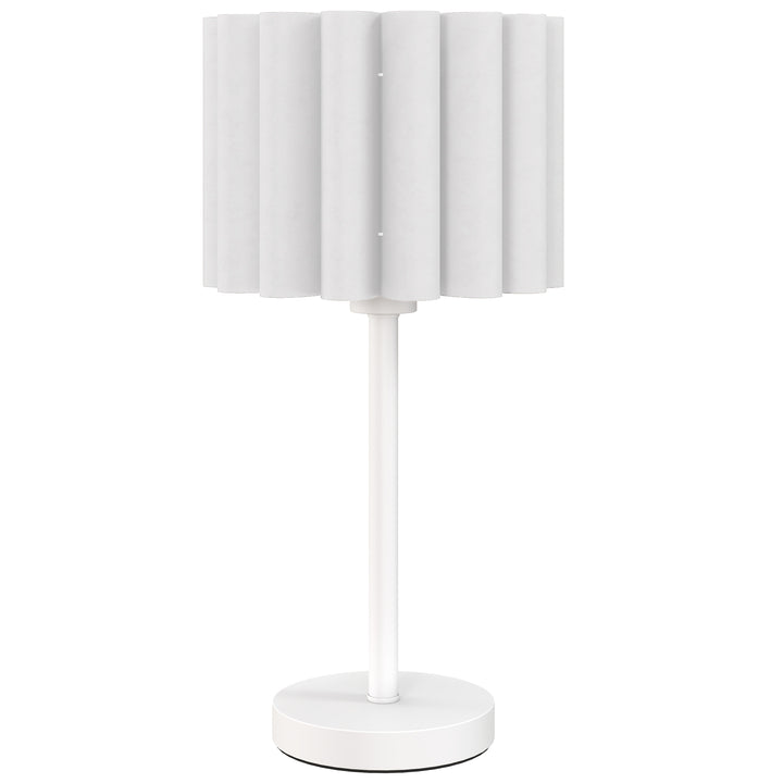 Bordlampe i retrostil, natlampe, plastikskærm, knapkontakt, hvid