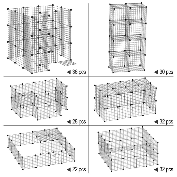 Udendørs indhegning legegård diy hvalpe legegård netindhegning til små dyr lavet af metal net barrieregitter små kæledyr legegård til indendørs 36 paneler sort 146 x 73 x 73 cm