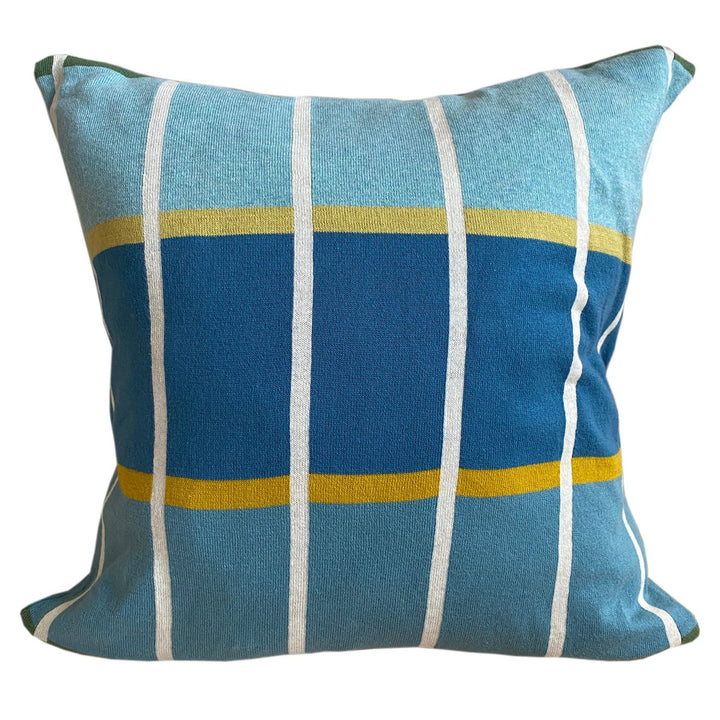 Alvin Pillow Blue, blød jacquardstrikket bomuld