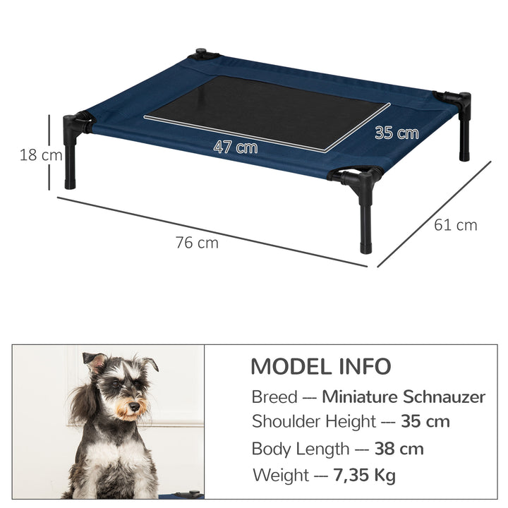 Hundeseng udendørs katteseng kæledyrsseng soveplads stål 600d oxfordstof blå 76 x 61 x 18 cm
