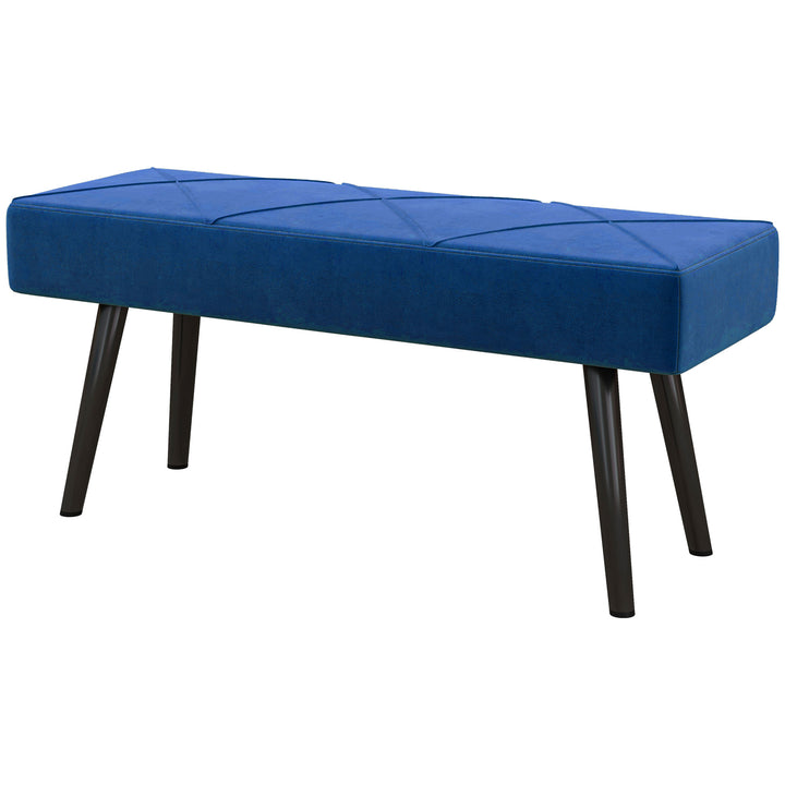 Polstret bænk sengebænk, velour look, 100 x 36 x 45 cm, blå
