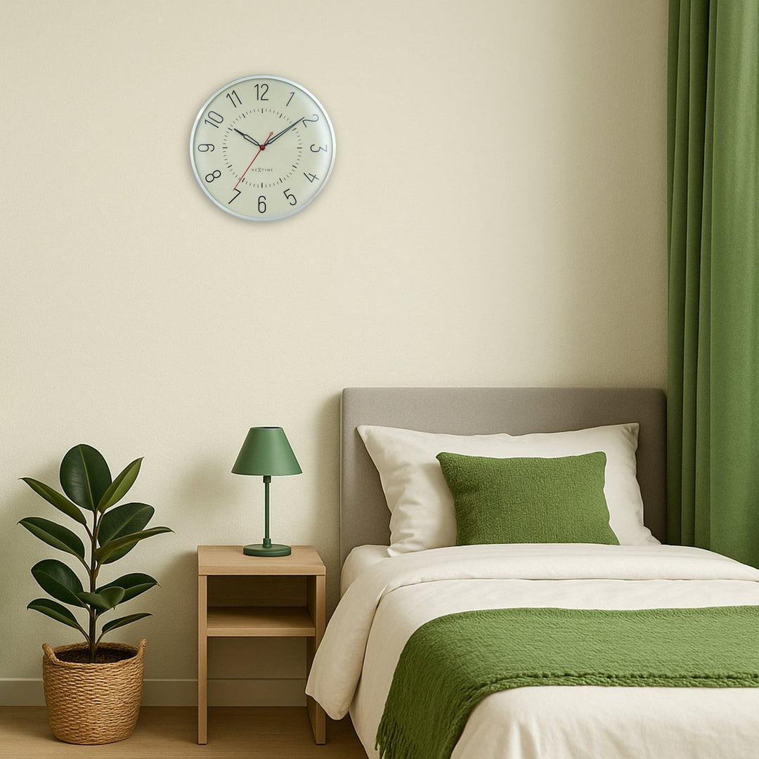 Vægur 30,5 cm-Silent-Dome linse-Aluminium-NeXtime 'Rotterdam'