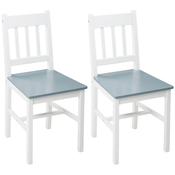 Sæt med 2 spisestuestole/køkkenstole, massivt træ, 41 cm x 46,5 cm x 85,5 cm, hvid