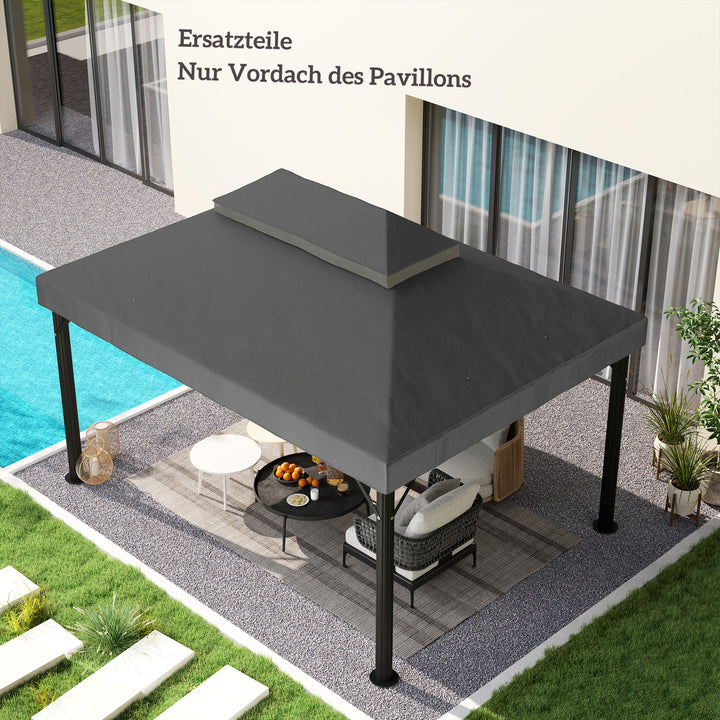 Pavillon-udskiftningstag, 3 x 4 m, udskiftningspresenning med drænhuller, polyester, solbeskyttelse, UPF30+, mørkegrå