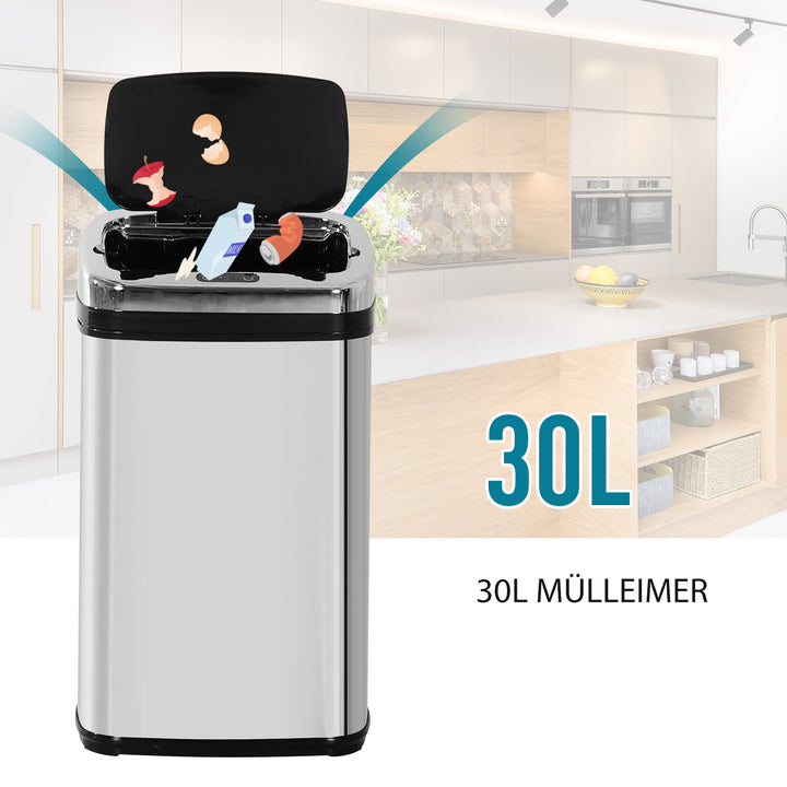 Rustfrit stål automatisk sensor skraldespand affaldsbeholder ir sensor med/uden indvendig spand rund firkantet (30l/kvadratisk)