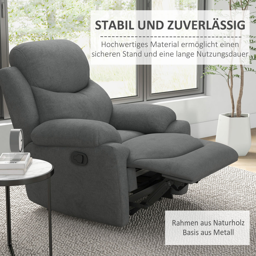 Lænestol tv-stol, lænefunktion hørlook, 93 cm x 88 cm x 102 cm, grå
