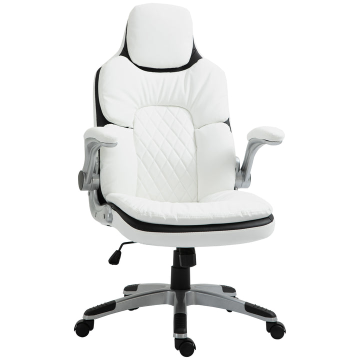 Ergonomisk kontorstol med foldbare armlæn, højdejusterbar kontorstol med vippefunktion, tykt polstret stol med justerbare polstrede armlæn 69 x 67 x 113-121 cm