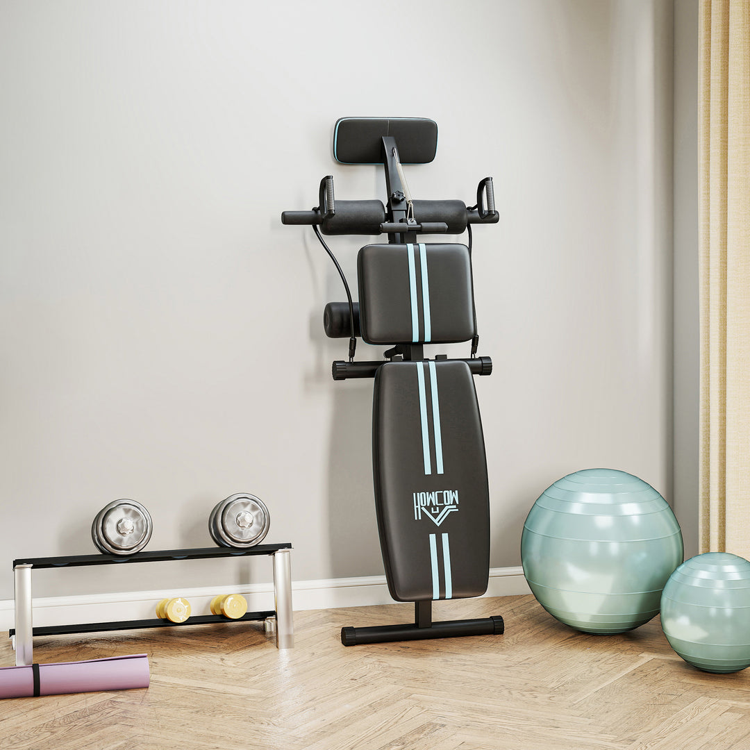Vægtbænk, foldbar træningsbænk med 7-vejs justerbar ryglæn, fitnessbænk, lasteevne op til 120 kg, blå
