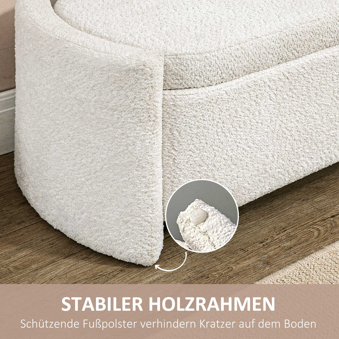 Polstret opbevaringsbænk med skobænk, 105 cm x 44 cm x 45,5 cm, creme/beige