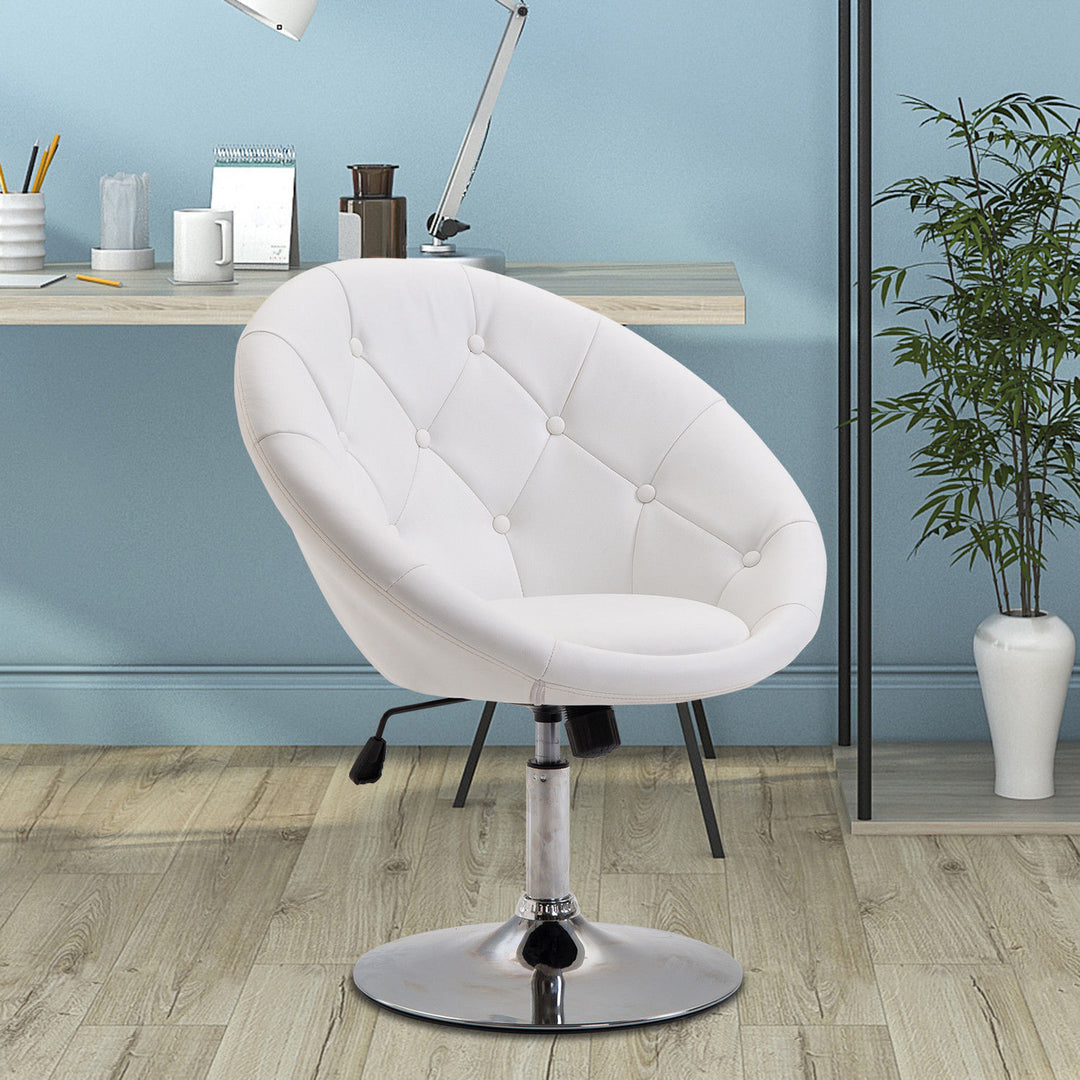Arbejdsskammel drejeskammel kontorstol forkromet højdejusterbar, kunstlæder + stål, sort/hvid, 71x59x78-90cm (hvid)