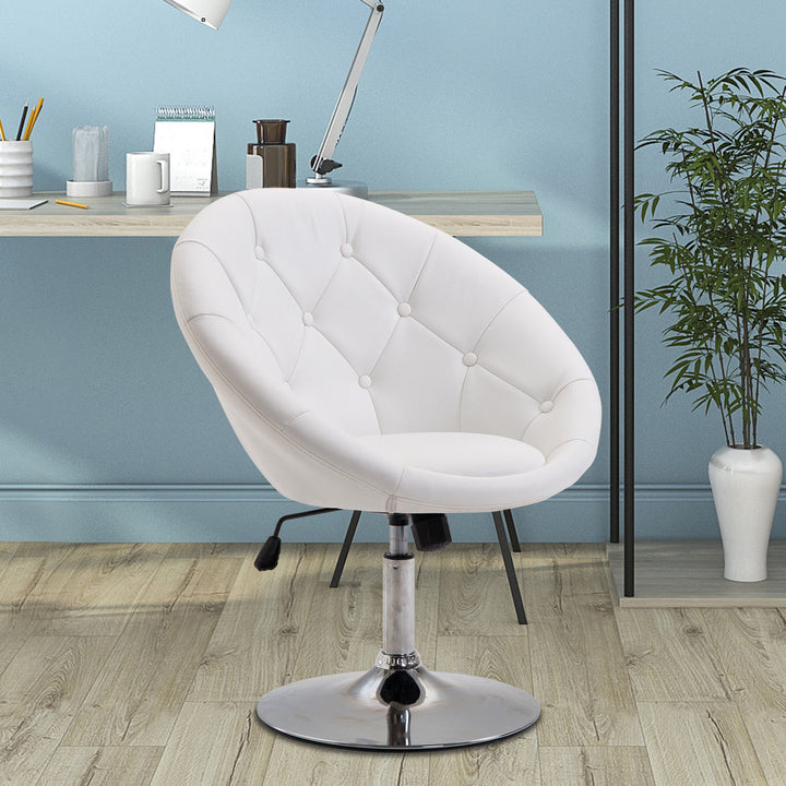 Arbejdsskammel drejeskammel kontorstol forkromet højdejusterbar, kunstlæder + stål, sort/hvid, 71x59x78-90cm (hvid)