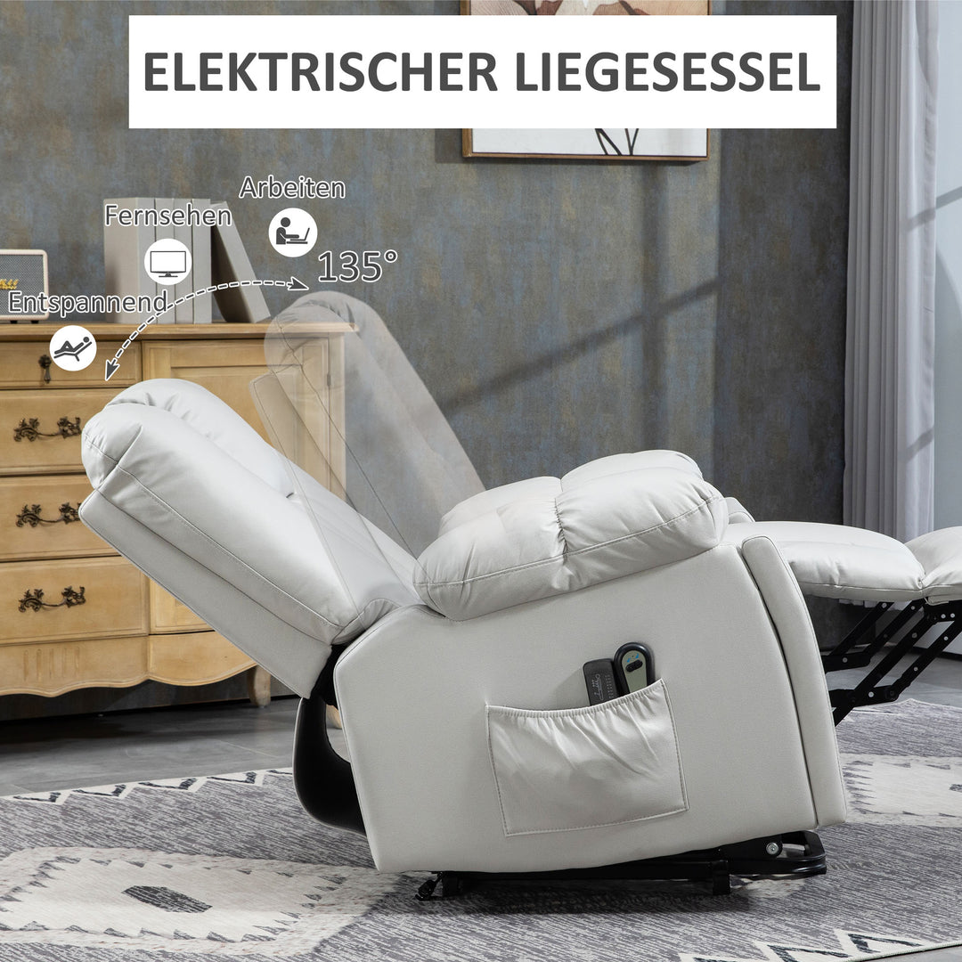 Massagestol lænestol seniorstol, fjernbetjening, sidelommer, 94 cm x 96 cm x 106 cm, grå