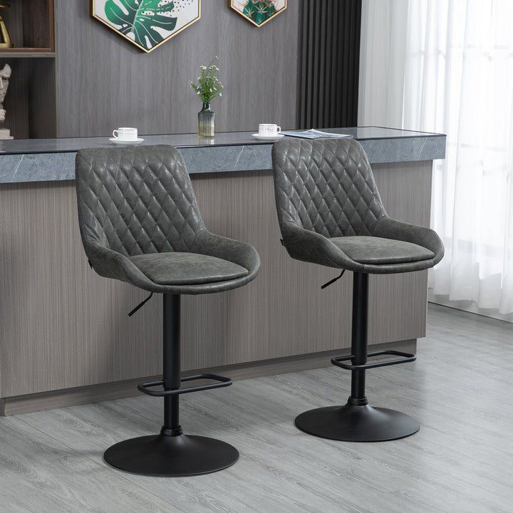 Barstol køkkenstol designerstol, højdejusterbar, med fodstøtte, 51 cm x 59 cm x 117 cm, mørkegrå + sort