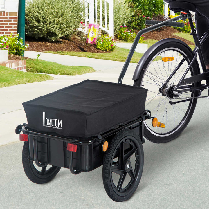 Lastanhænger, cykelanhænger, aftagelig kurv, universalkobling, op til 40 kg, stål, sort, 144 x 59 x 80 cm