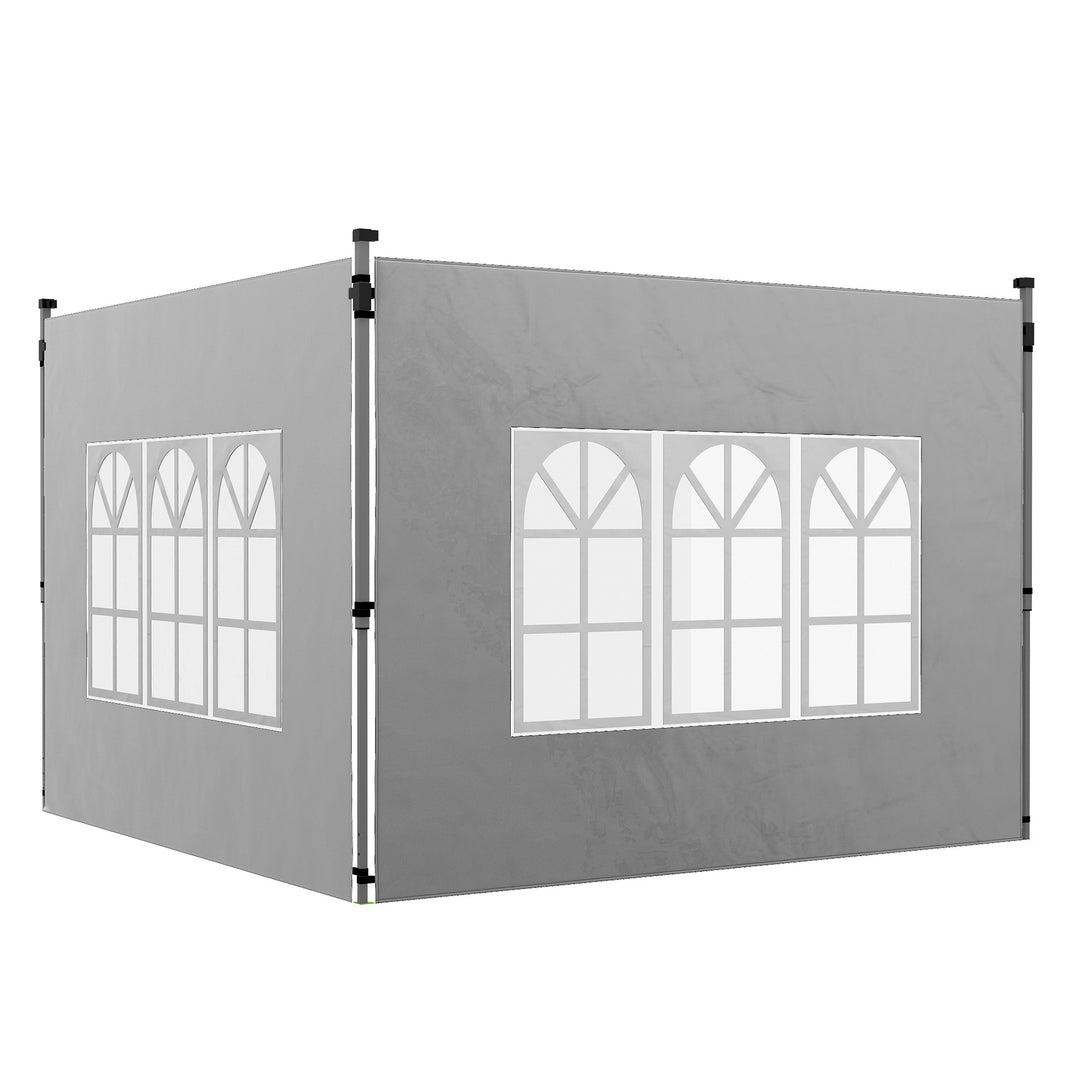 Sæt med 2 sidepaneler til 3x3/3x4 m pavillon, sidevæg med vindue, vandtæt, lysegrå