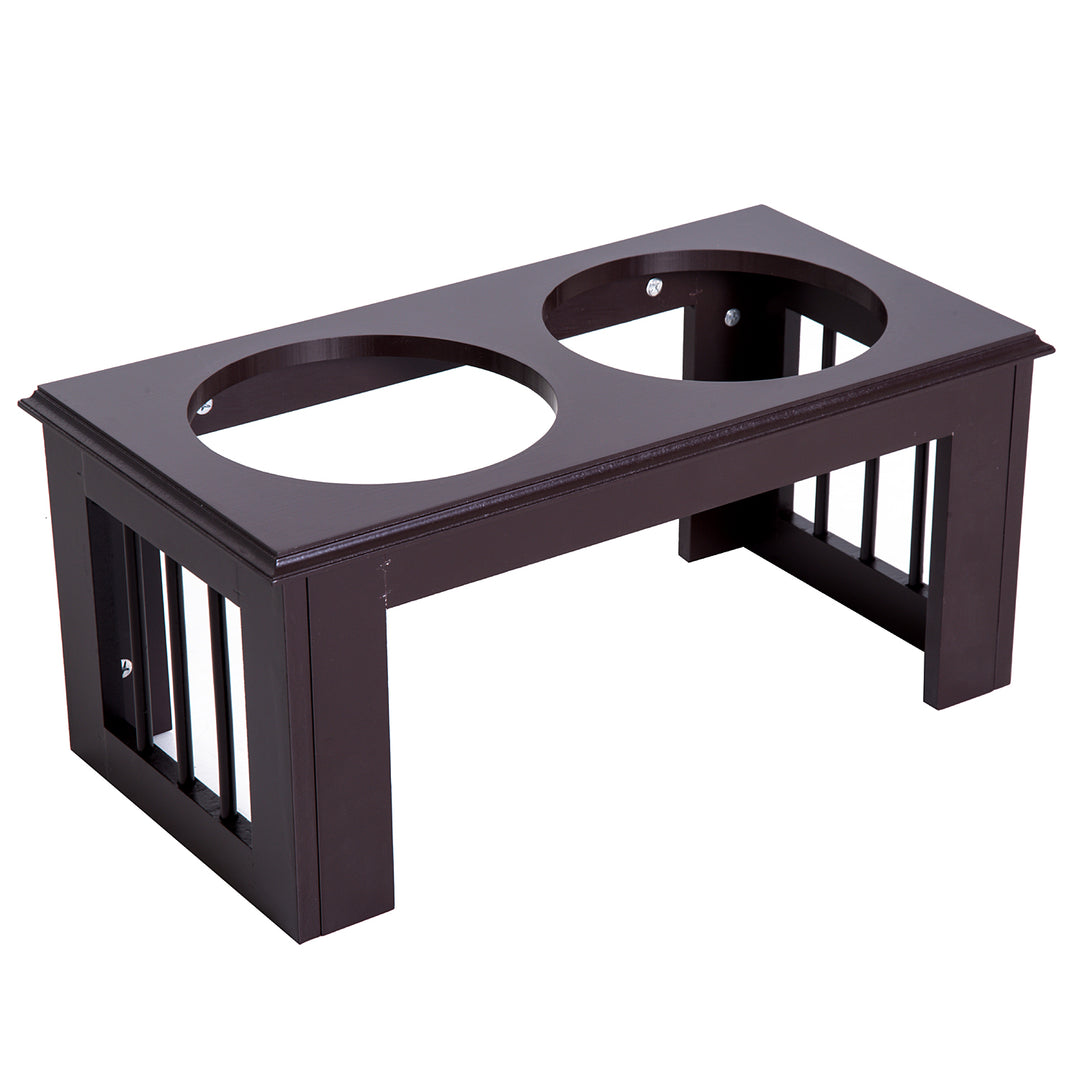 Foderstation til hunde, skridsikker, 58,4 x 30,5 x 25,4 cm, grå, 2 l pr. skål