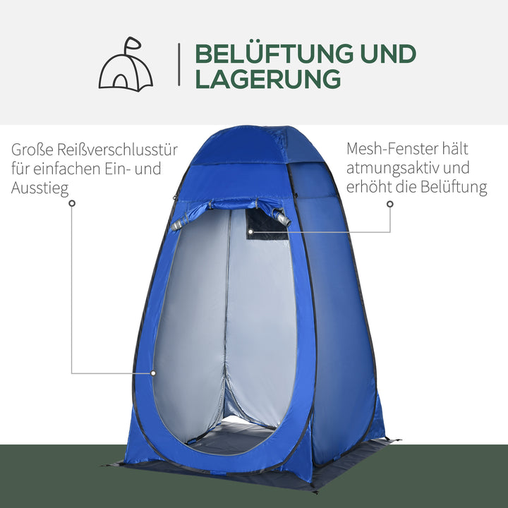 Pop-up brusetelt toilettelt camping pusletelt med bæretaske mobilt udendørstoilet puslerum opbevaringstelt mørkeblå 126 x 124 x 189 cm