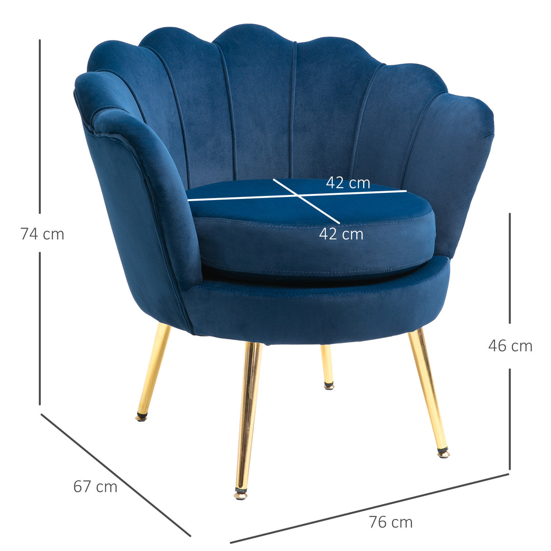 Lounge chair, vintage velour lænestol, metalstel, 76 x 67 x 74 cm, blå