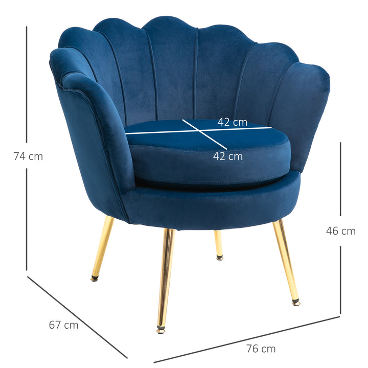 Lounge chair, vintage velour lænestol, metalstel, 76 x 67 x 74 cm, blå