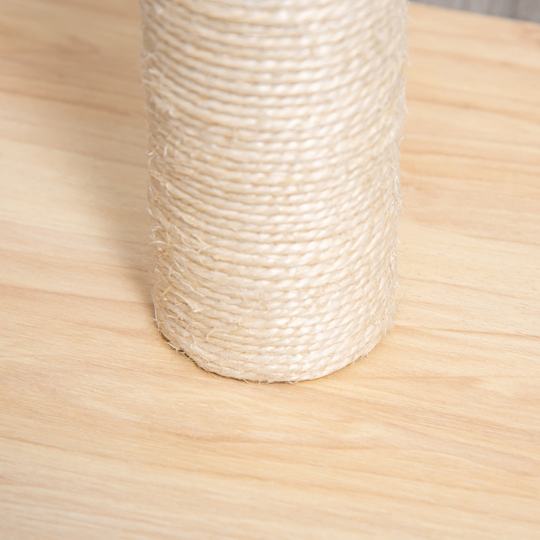 Kradsetræ til katte, kradsetræ af sisal, robust kradsetræ, kradselegetøj til katte med bold, 60 cm spånplade, sisal, beige+eg, 34 x 34 x 60 cm