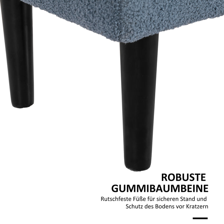 Polstret opbevaringsbænk, cashmere-look, op til 120 kg, naturtræsstel, 95 x 38 x 45 cm, blå
