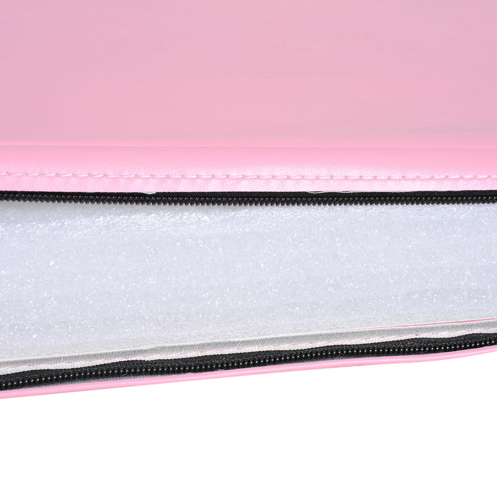 Sammenklappelig træningsmåtte med håndtag til yoga, MMA, fitness, pilates, syntetisk betræk, 180 x 60 x 5 cm, pink