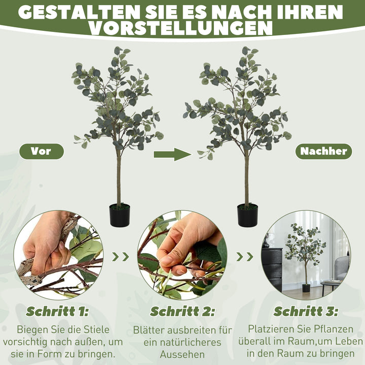 Kunstig plante, kunstigt træ, livagtig, cementpotte, vedligeholdelsesfri, grøn