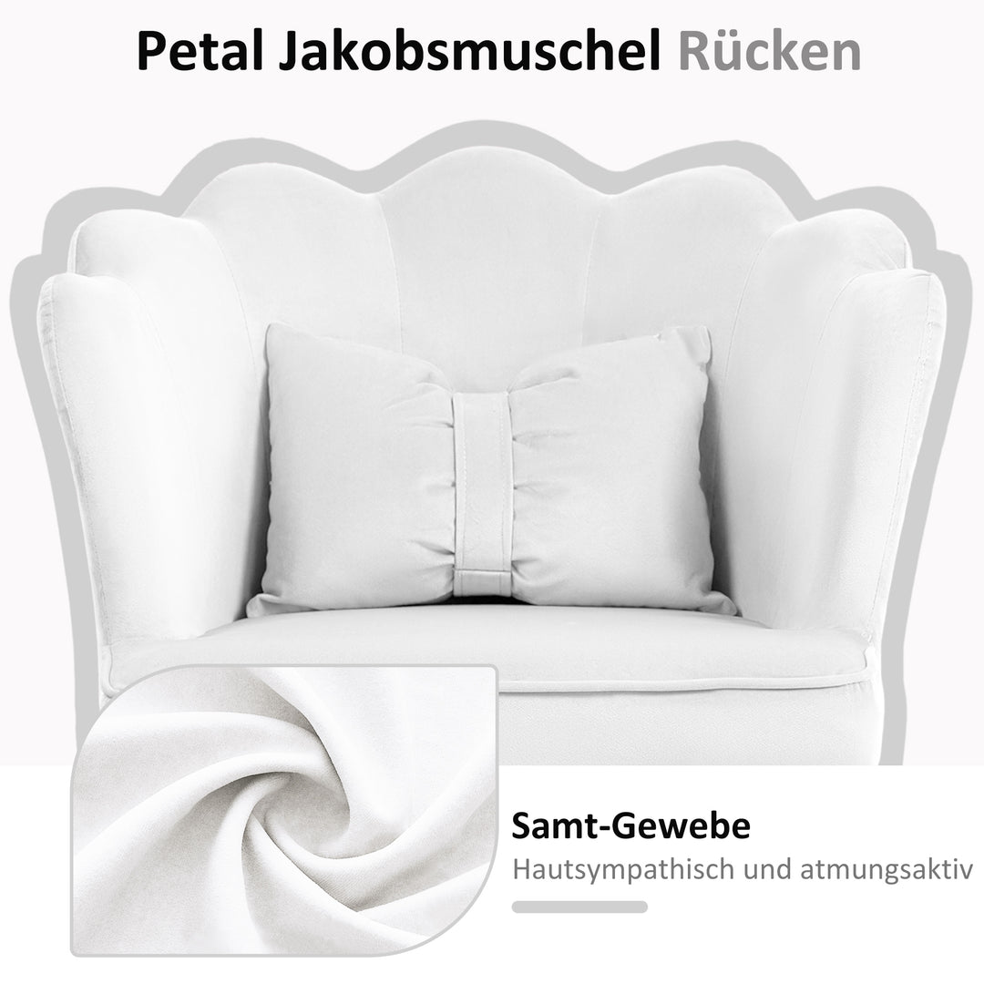 Kontorstol med petal design og sløjfehynde, blødt polstret, hvid