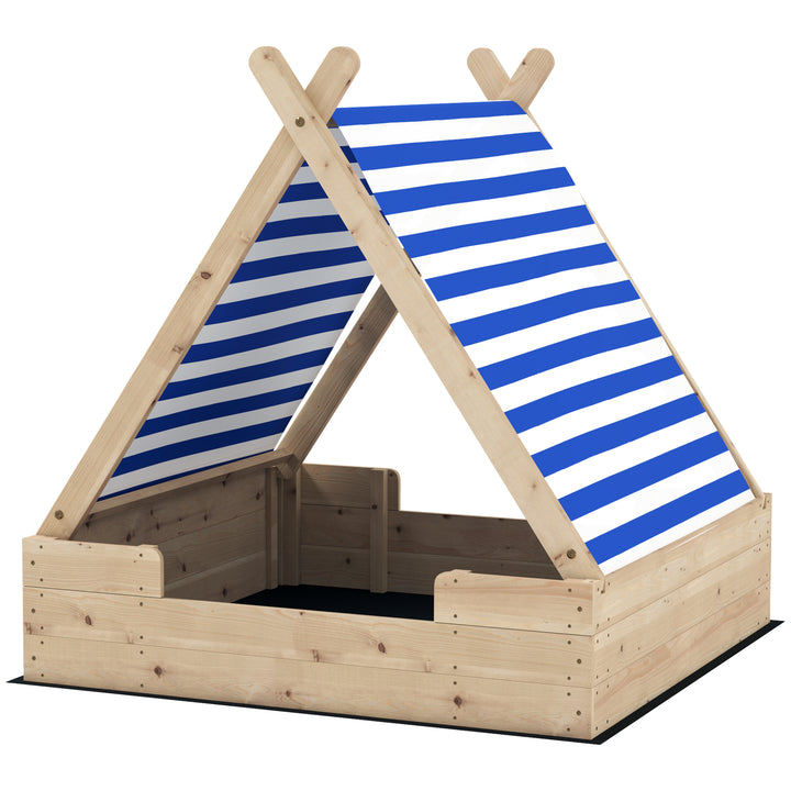 Børnesandkasse med vejrbestandigt telttag, til 3 børn i alderen 3-6 år, 120 x 120 x 126,5 cm