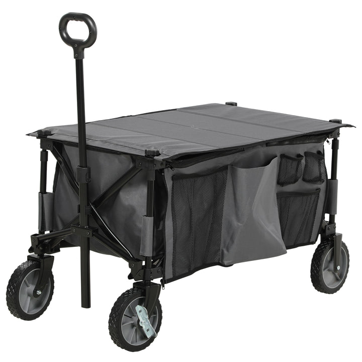 Foldbar sækkevogn, 5 sidelommer, justerbart håndtag, op til 120 kg, stål, mørkegrå, 100 x 55 x 93 cm
