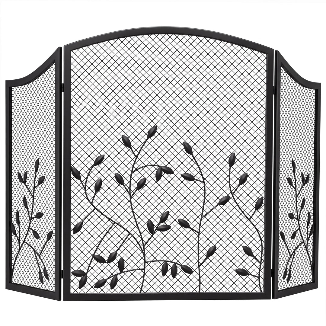 OMCOM Pejseskærm, 3-delt foldbar pejseskærm 122 x 75 cm