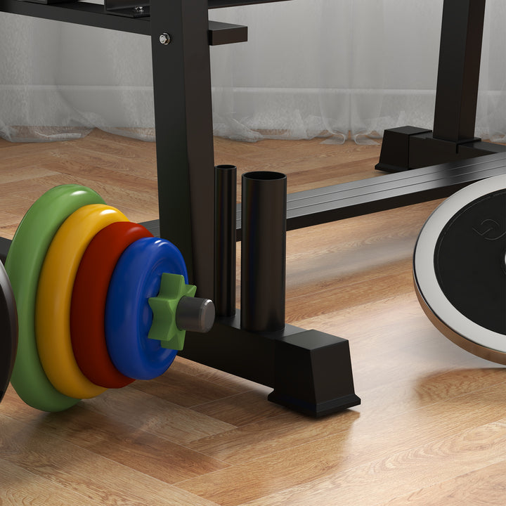 Håndvægtstativ til håndvægte, kettlebells og vægtskiver, 3 niveauer, justerbar, stål, 131 x 75 x 80 cm, sort