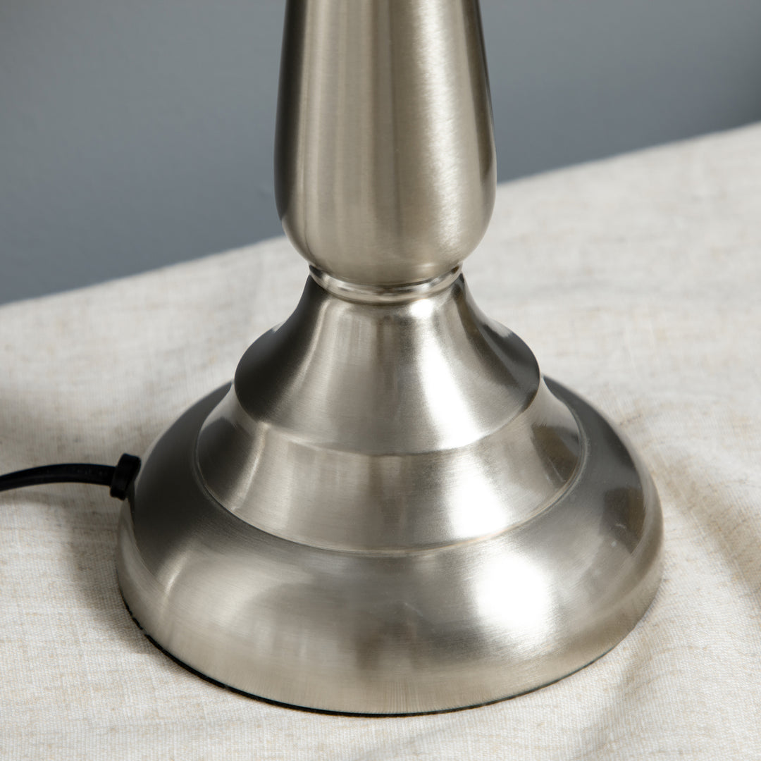 3-Delt lampesæt i vintage design, 2 bordlamper, 1 gulvlampe, 35,5 cm x 35,5 cm x 146 cm, sølv + hvid