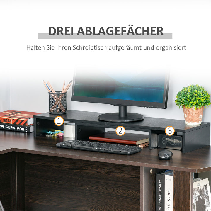 Skærmstativ dobbelt skærmforhøjer justerbar længde og drejevinkel skærmstativ til pc notebook laptop printer 80-117 x 23,5 x 10 cm sort