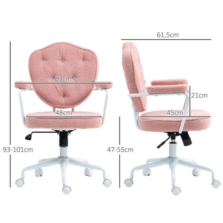 Smuk kontorstol med knaplukning, blødt betræk, højdejusterbar, pink