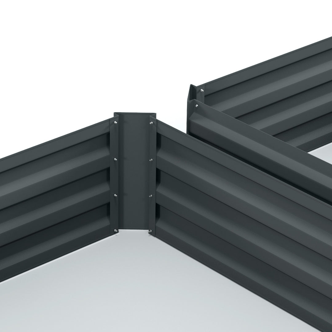 Sæt med 2 plantekasser, blomsterpotter, blomsterpotter til have, terrasse, galvaniseret stål, 100 x 100 x 30 cm, mørkegrå