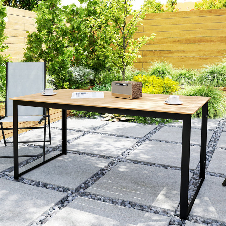 Havebord til 6 personer 160 x 80 cm vejrbestandigt balkonbord med lamelbordplade, buffetbord udendørs teak