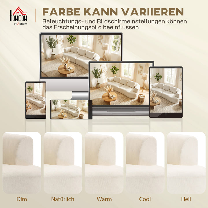 3-personers sofa, 260 cm chenillesofa med bredt sæde, polstring med fjederkerne, højdensitetsskum, 3 cremefarvede hynder