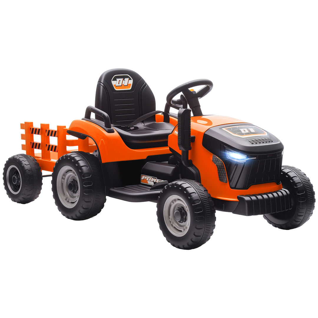 Elektrisk børnetraktor, havetraktor med fjernbetjening, blød start, til børn i alderen 3-8 år, orange
