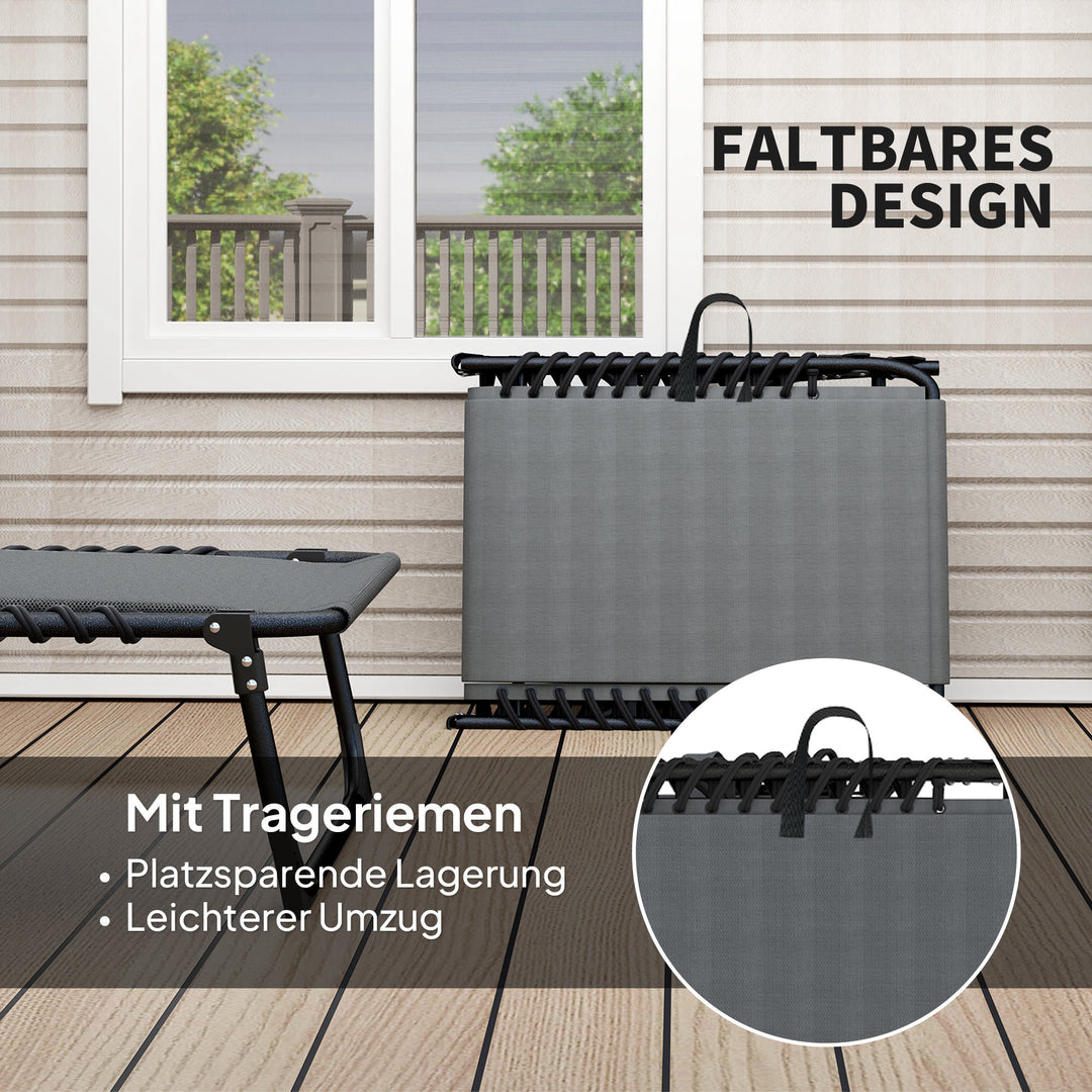Solseng, liggestol med hynder og sidelomme, havestol, poolstol, polstret liggestol, grå