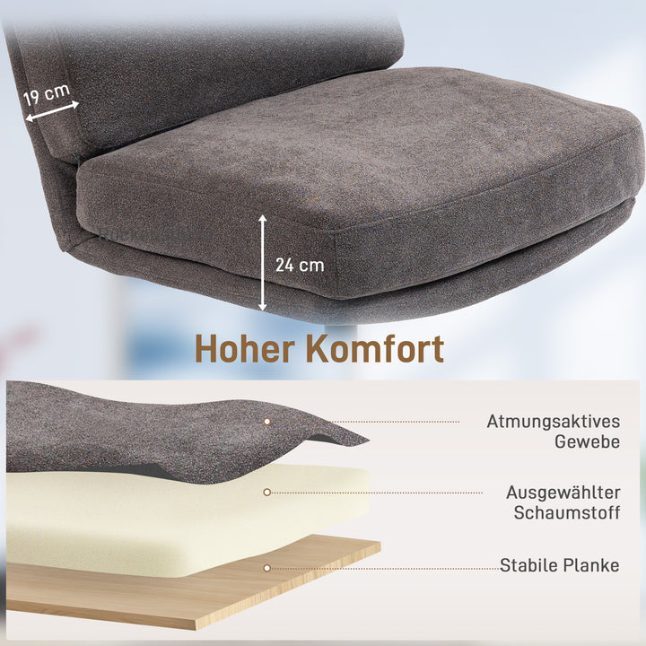 Lænestol med fodskammel, drejelig loungestol med linnedlook til stue, mørkegrå