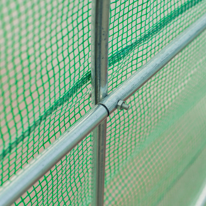 Drivhus 445x190x200cm plastikdrivhus tomathusdør med myggenet, vindue, galvaniseret stålfilmtunnel, staldplantetunnel, drivhus inklusive jordankerreb, grøn