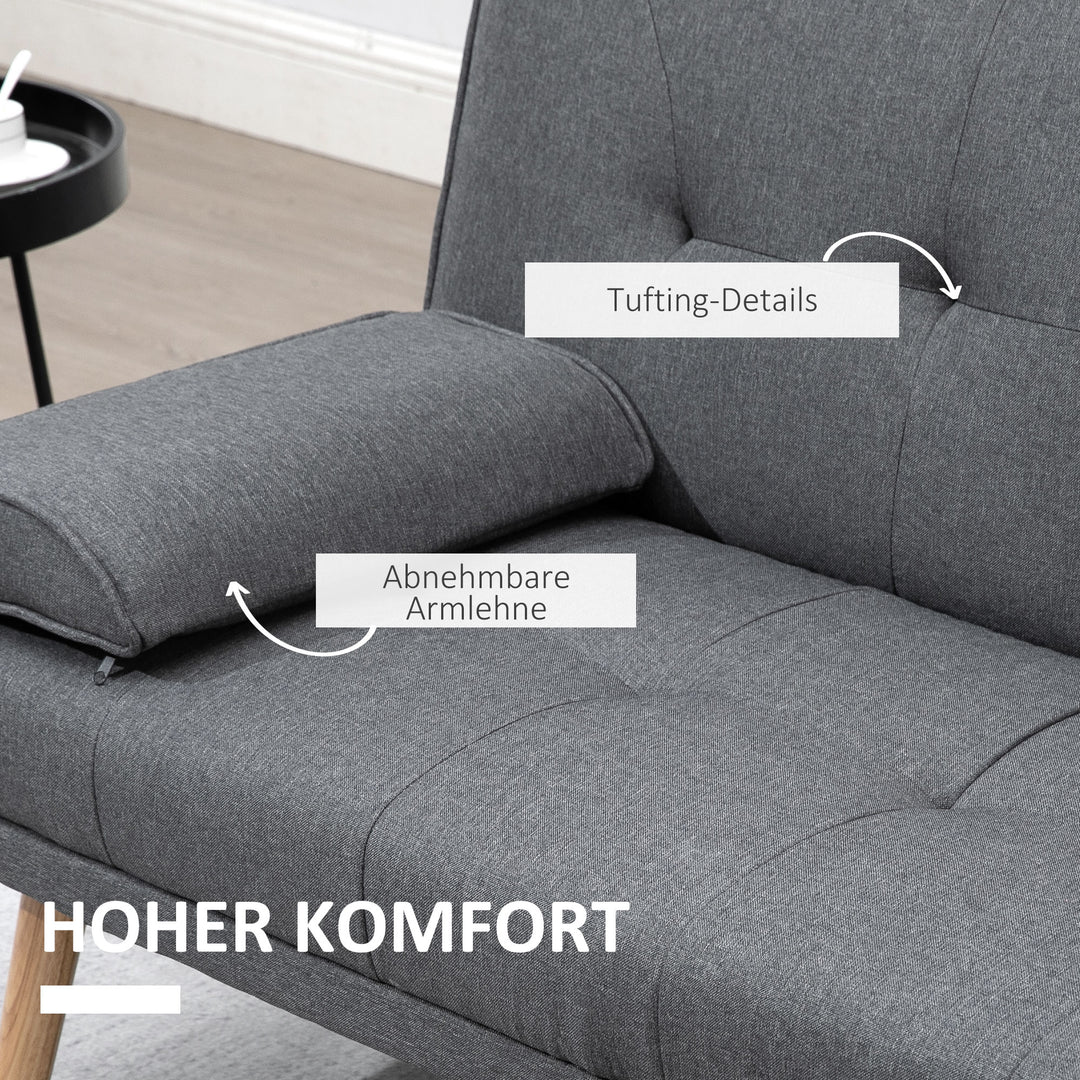 Skandinavisk 3-personers sovesofa med 2 hynder, grå + natur