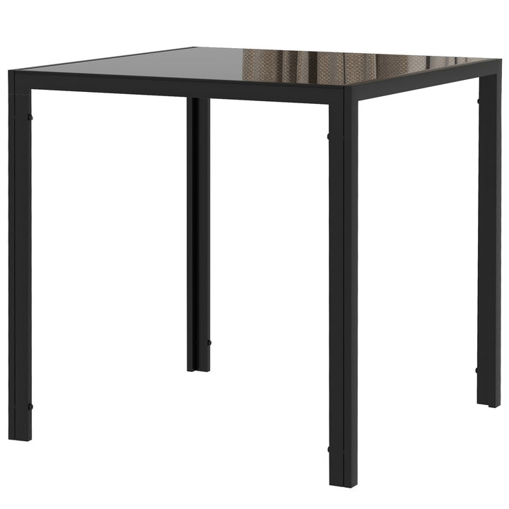 Firkantet spisebord til 4 personer, hærdet glasplade, til køkken og spisestue, 75 x 75 x 75 cm, sort