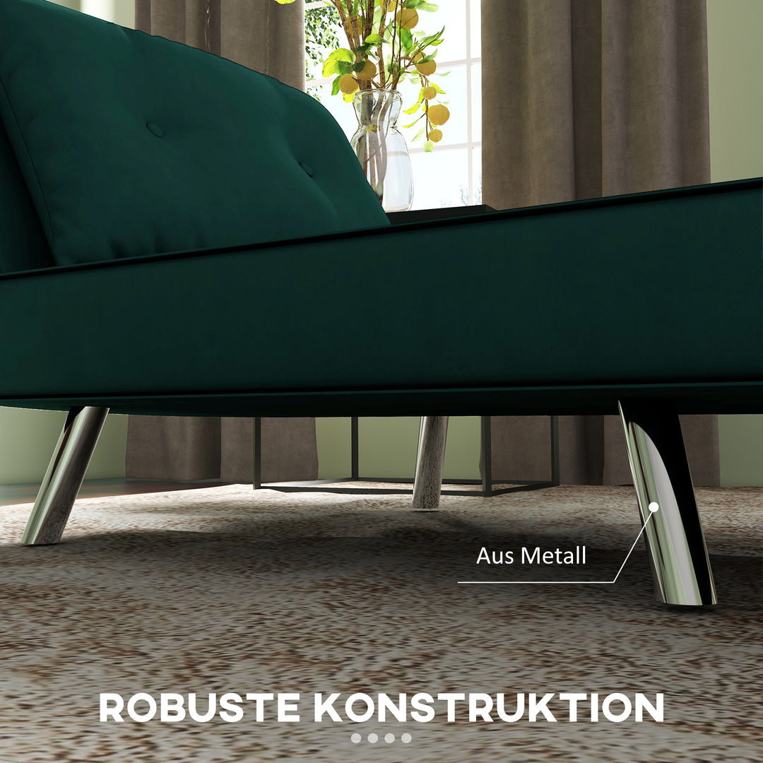 Lænestol med lænefunktion, knapsyninger, linnedlook, 77 cm x 88 cm x 83 cm, grøn