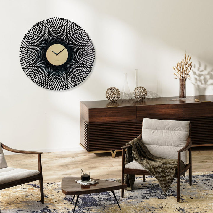 Vægur 60 cm-Silent-Brown/Sort-Bamboo-NeXtime 'Vortex'