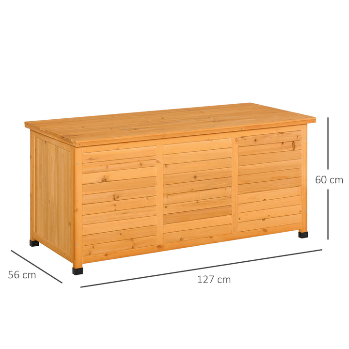 Havekasse, hyndekasse, opbevaringskasse, havekasse, vejrbestandig, massivt træ, 127 x 56 x 60 cm gul