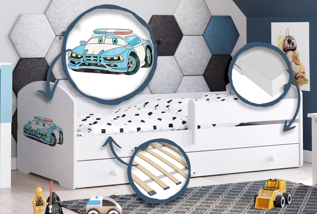 Luk 160x80 børneseng med skuffe - Politi