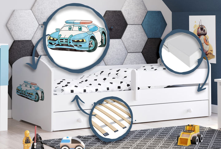 Luk 160x80 børneseng med skuffe - Politi